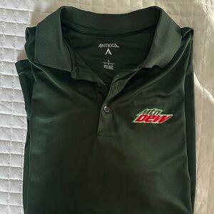 Antigua Dark Green Polo with Mountain Dew logo